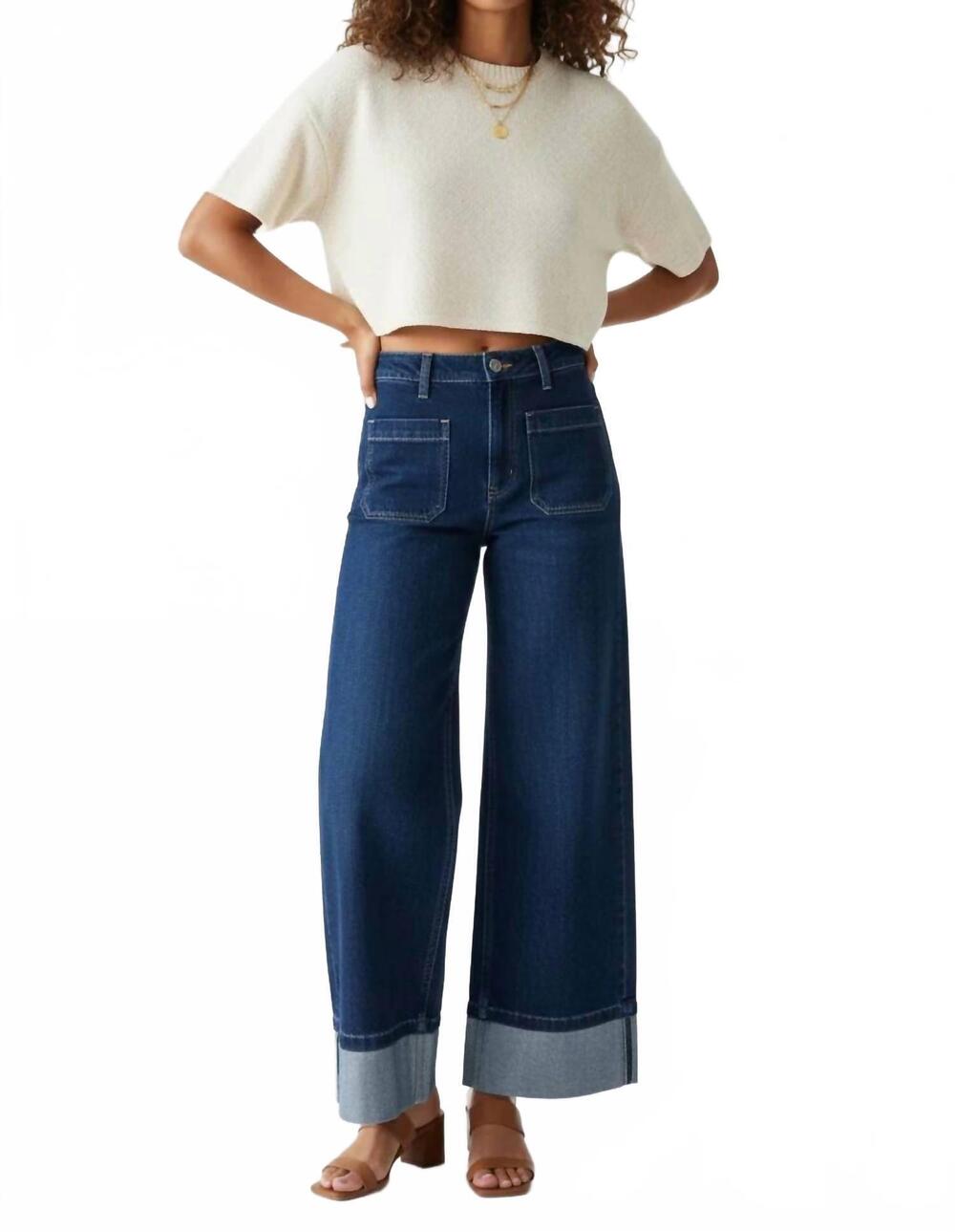 NEW ENTRO high street tailored denim jeans in dark wash